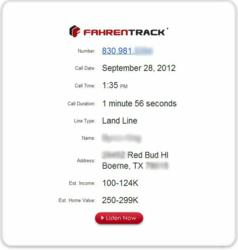 Sample report for Fahrenheit Marketing's conversion-management and call-tracking system, FahrenTrack.